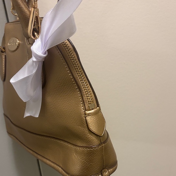 Coach Gold Satchel with White Bow - Picture 8 of 10